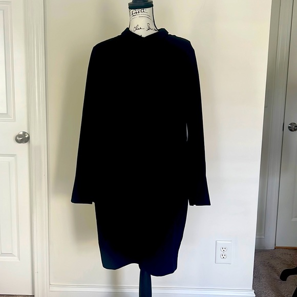 Iris and ink midnight blue knee length dress with back zipper size uk14 - Picture 1 of 6